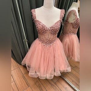 Elegant Pink Sequin Midi Dress